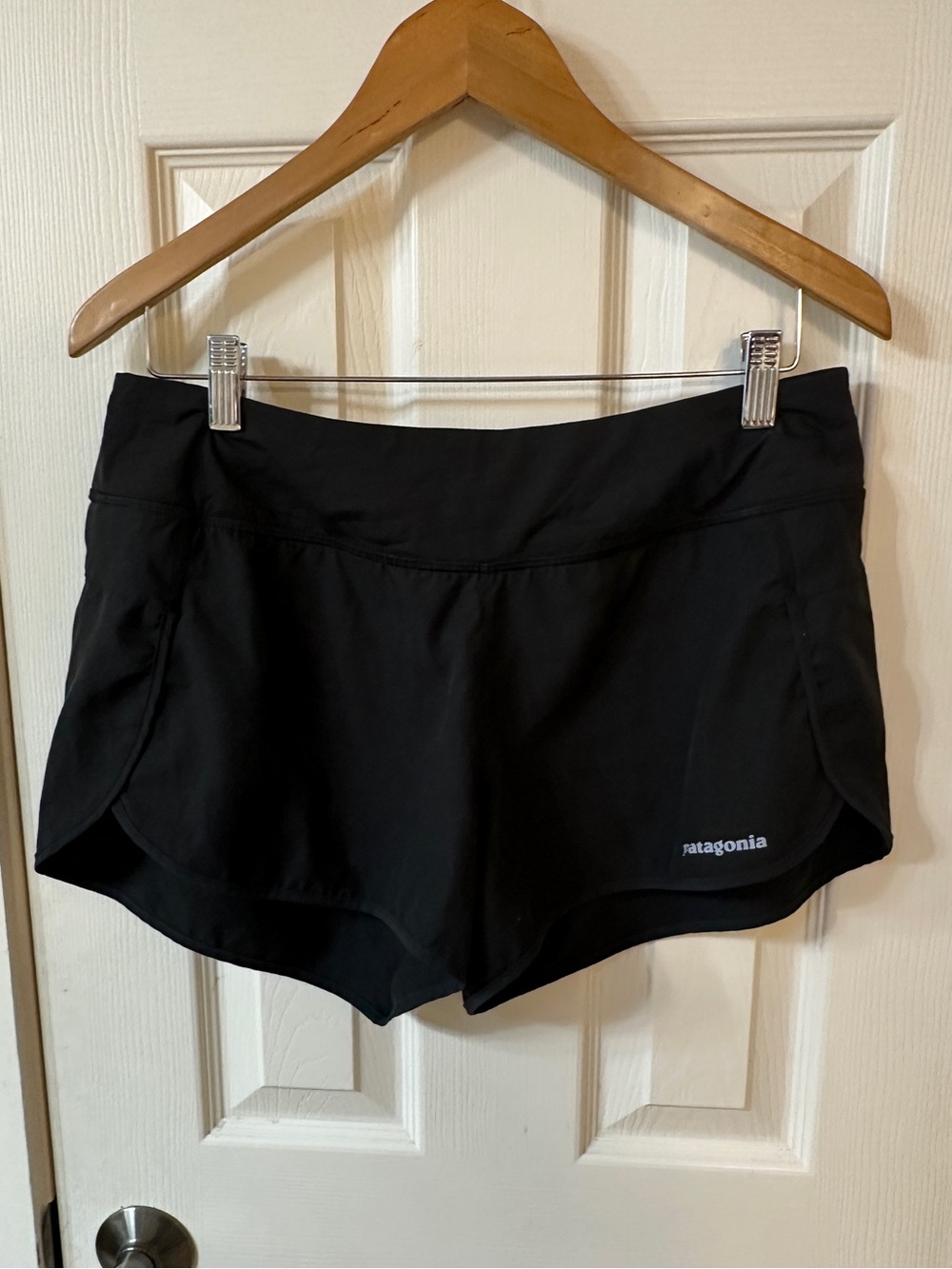 Patagonia Shorts Womens Large Black Lined Strider Drawstring Quickdry Sporty